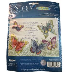 "LOVE & HOPE" Cross Stitch butterflies Kit-Janlynn-14 ct.Aida,Floss +- 10" x 7.5
